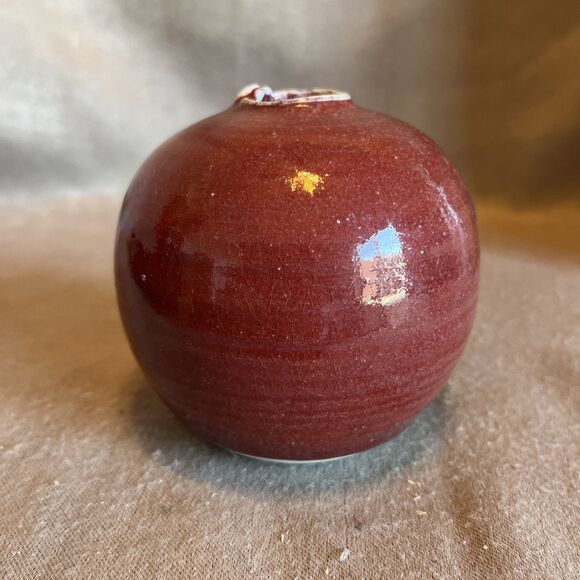 Other - Vintage Chinese Red Ox Blood Glazed Porcelain Water Pot Small Bud Vase 2021